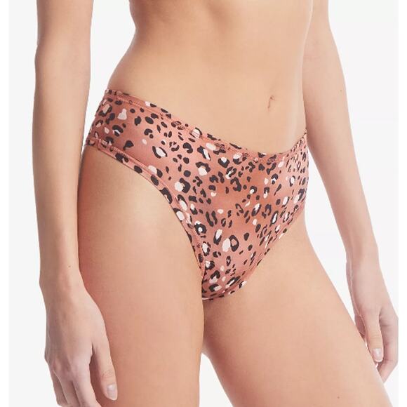HANKY PANKY XL-XXLRGE PLAYSTRETCH PRINT NATURAL RISE THONG WILD SPOTS BROWN NWT - Picture 1 of 9